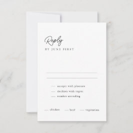 Classy Calligraphy Black White Wedding RSVP Kaart