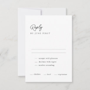 Classy Calligraphy Black White Wedding RSVP Kaart