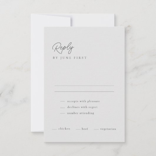 Classy Calligraphy Light Gray Wedding RSVP Kaart (Voorkant)