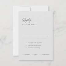 Classy Calligraphy Light Gray Wedding RSVP Kaart