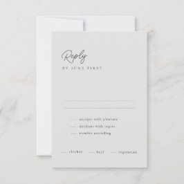Classy Calligraphy Light Gray Wedding RSVP Kaart