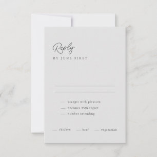 Classy Calligraphy Light Gray Wedding RSVP Kaart
