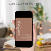 Classy Calligraphy QR Code Zacht Bruin Huwelijk Kaart
