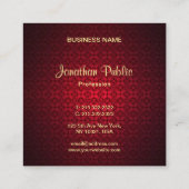 Classy Calligraphy Script Name Elegant Red Damask Vierkante Visitekaartje (Achterkant)
