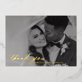 Classy Calligraphy Weddenschap Foto: Echte dank Folie Uitnodiging