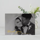 Classy Calligraphy Weddenschap Foto: Echte dank Folie Uitnodiging (Staand Voorkant)