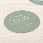 Classy Calligraphy Wedding Sage Green Ronde Kartonnen Onderzetter (Gebogen)