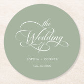 Classy Calligraphy Wedding Sage Green Ronde Kartonnen Onderzetter (Voorkant)