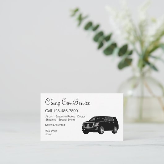Classy Car Service of het thema Uber Driver Visitekaartje (Staand voorkant)