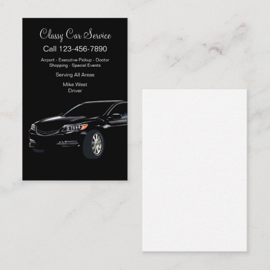 Classy Car Service Uber Driver Visitekaartjes (Voorkant / Achterkant)
