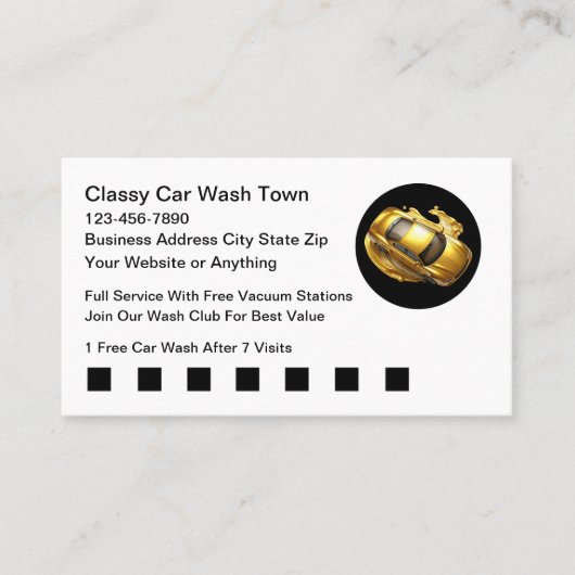 Classy Car Wash Theme Business Cards Visitekaartje (Voorkant)