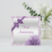 Classy Carnance en Bow 1st Wedding Jubileum Kaart (Staand voorkant)