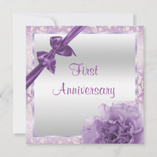 Classy Carnance en Bow 1st Wedding Jubileum Kaart (Voorkant)