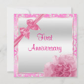 Classy Carnance en Bow 1st Wedding Jubileum Kaart (Voorkant)