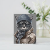 Classy Cat Birthday Kaart voor hem (Staand voorkant)