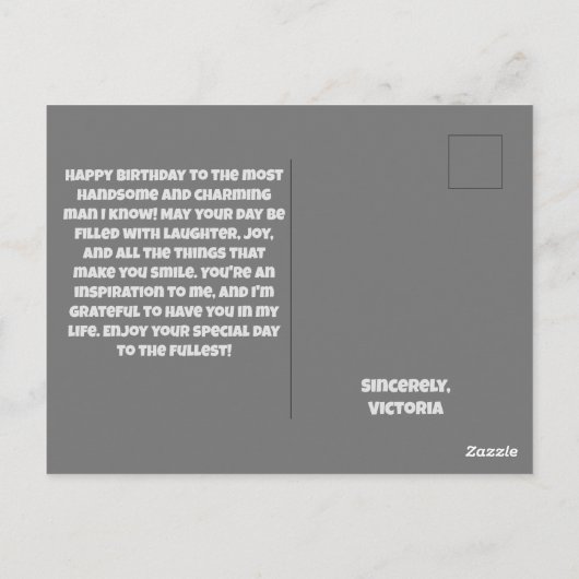 Classy Cat Birthday Kaart voor hem (Achterkant)