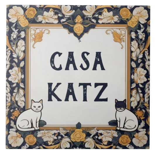 Classy Cat Custom House Naam Bord Teken Plaque Tegeltje (Voorkant)