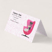 Classy Cats Mid century Pink Chair Polka Dots Visitekaartje (Voorkant)