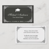 Classy Chalkboard Black White Afstuderen student Contactkaartje (Voorkant / Achterkant)