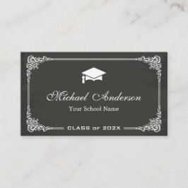 Classy Chalkboard Black White Afstuderen student Contactkaartje