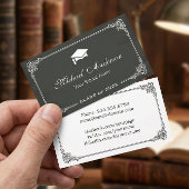 Classy Chalkboard Black White Afstuderen student Contactkaartje