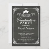 Classy Chalkboard Lijst Modern Graduation Party Kaart (Voorkant)