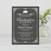 Classy Chalkboard Lijst Modern Graduation Party Kaart (Staand voorkant)