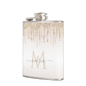 Classy Champagne Glitter Dripping Monogramname Heupfles (Links)