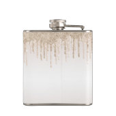 Classy Champagne Glitter Dripping Monogramname Heupfles (Achterkant)