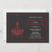 Classy Chandelier Bachelorette Invitation (rood) Kaart (Voorkant)