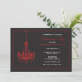Classy Chandelier Bachelorette Invitation (rood) Kaart (Staand voorkant)