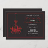 Classy Chandelier Bachelorette Invitation (rood) Kaart (Voorkant / Achterkant)