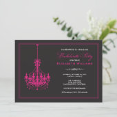 Classy Chandelier Bachelorette Invitation (roze) Kaart (Staand voorkant)