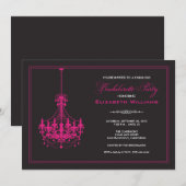 Classy Chandelier Bachelorette Invitation (roze) Kaart (Voorkant / Achterkant)