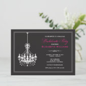 Classy Chandelier Bachelorette Invitation (wit) Kaart (Staand voorkant)