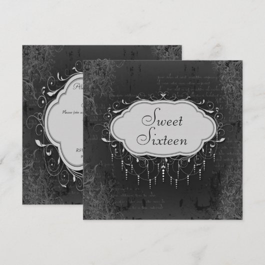 Classy  Chandelier Ornament Sweet 16 Kaart (Voorkant / Achterkant)