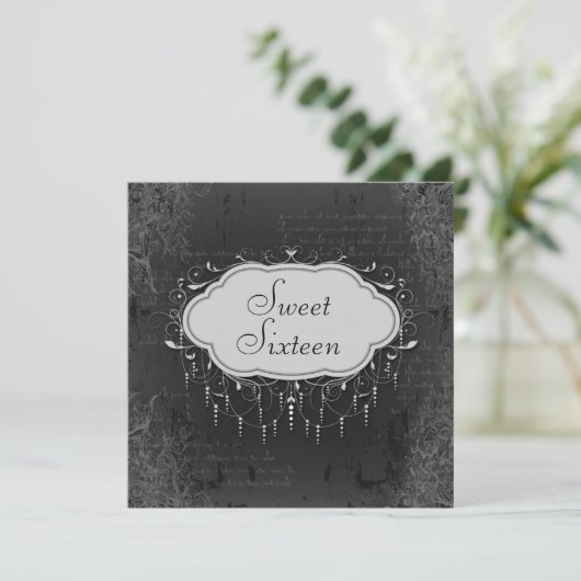 Classy Chandelier Ornament Sweet 16 Kaart (Staand voorkant)