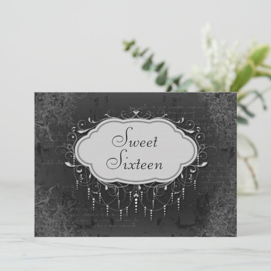 Classy  Chandelier Ornament Sweet 16 Kaart (Staand voorkant)