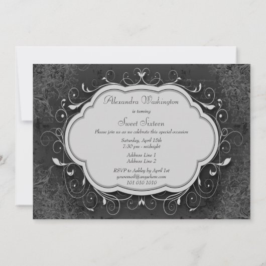 Classy  Chandelier Ornament Sweet 16 Kaart (Achterkant)