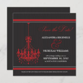 Classy Chandelier Save the Date (zwart/rood) (Voorkant / Achterkant)