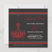 Classy Chandelier Save the Date (zwart/rood) (Voorkant)