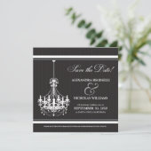 Classy Chandelier Save the Date (zwart/wit) (Staand voorkant)