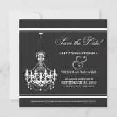 Classy Chandelier Save the Date (zwart/wit) (Voorkant)