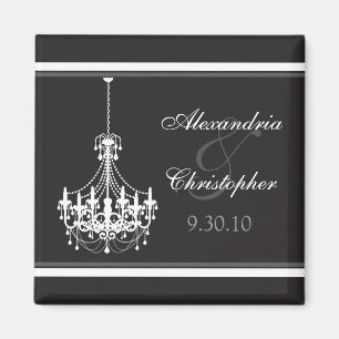 Classy Chandelier Wedding Favor Magnet (wit)
