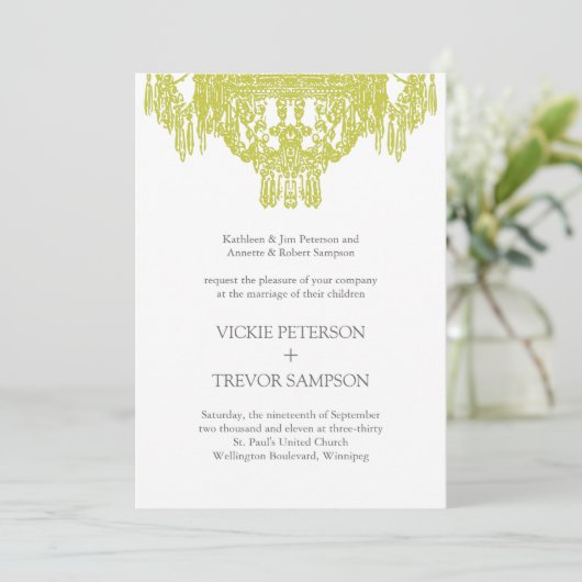 Classy Chandelier Wedding Invitations Kaart (Staand voorkant)