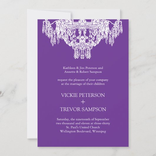 Classy Chandelier Wedding Invitations Kaart (Voorkant)