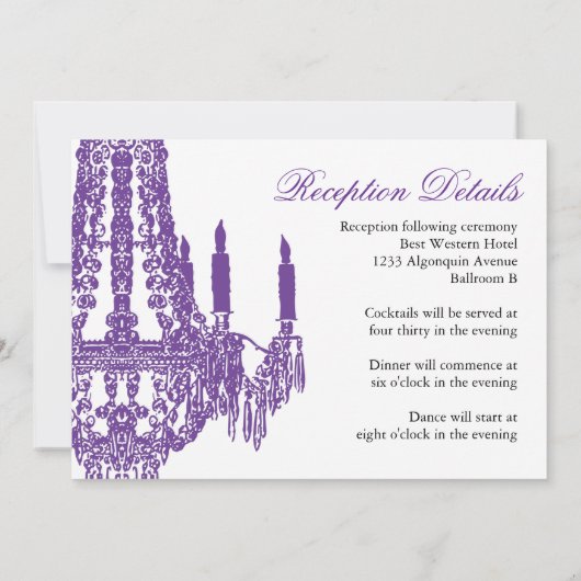 Classy Chandelier Wedding Invitations Kaart (Achterkant)