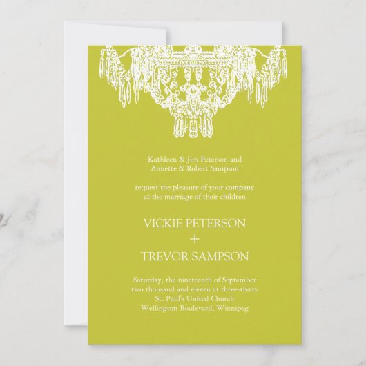 Classy Chandelier Wedding Invitations Kaart (Voorkant)