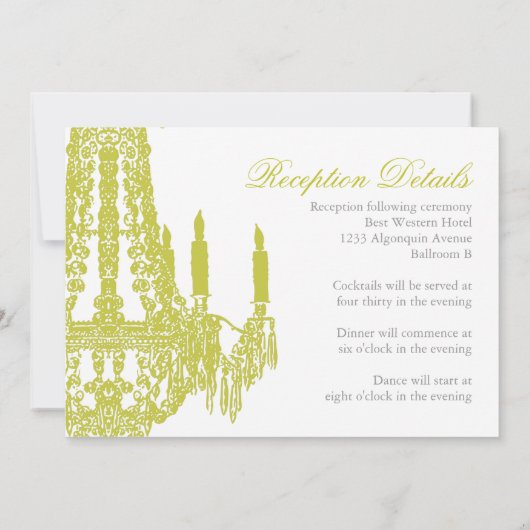 Classy Chandelier Wedding Invitations Kaart (Achterkant)
