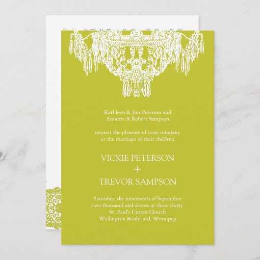 Classy Chandelier Wedding Invitations Kaart (Voorkant / Achterkant)